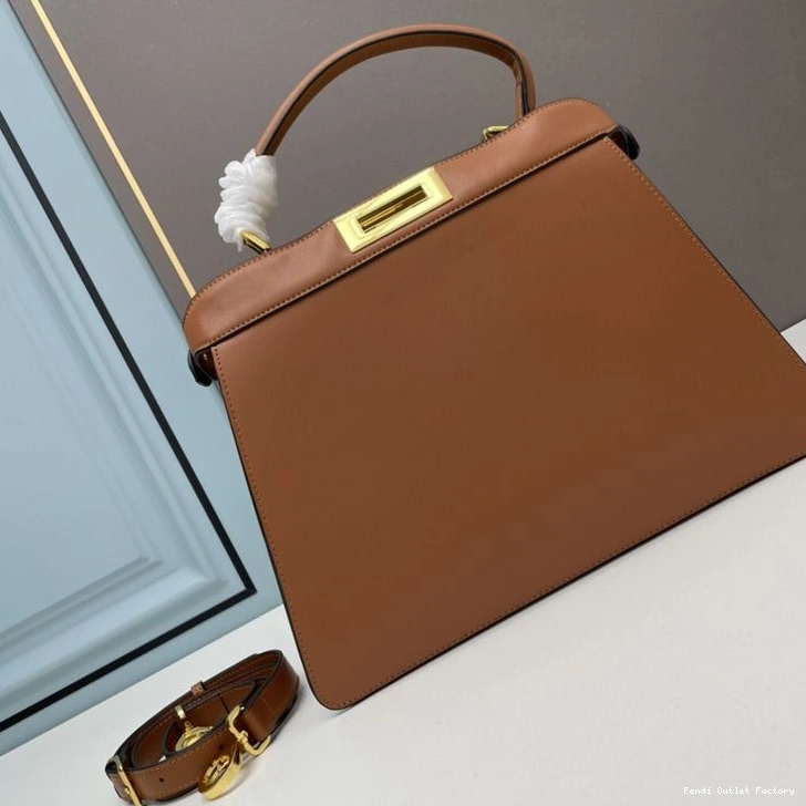 Affordable HOT ISeeU Medium In Laether Peekaboo Brown Nappa Bag Fendi 0805
